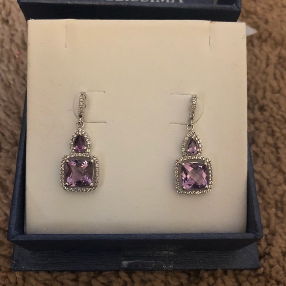 Bellissima amethyst white topaz sterling earrings